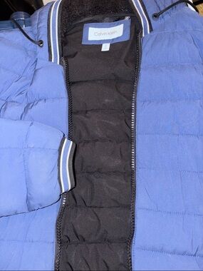 Calvin Klein Light Blue Quilted Puffer Jacket with Black Lining